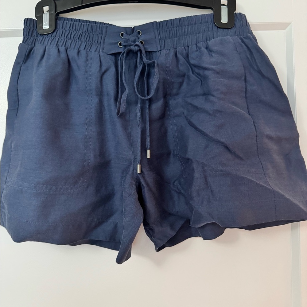 Vince Shorts Women's XS Blue Navy Cupro Cotton Tie Waist Comfy Casual Pockets